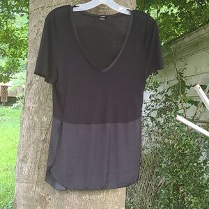 Tart Black Button Vneck Blouse